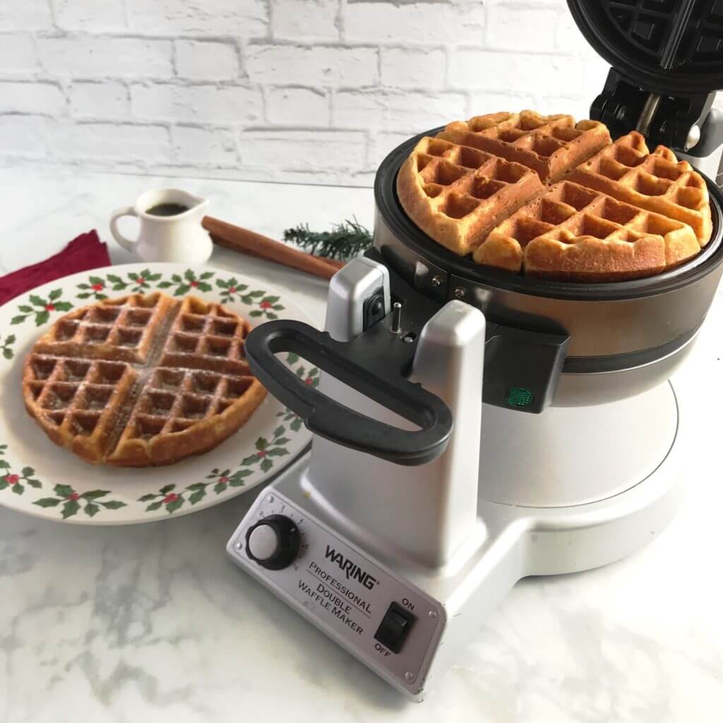 Eggnog Waffles with Maple Bourbon Syrup | Nutrition Nuptials | Mandy Enright MS RDN RYT